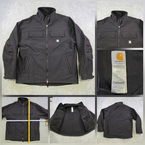Carhartt Jacket Mens Large Black Softshell Traditional Windbreaker Zip J176 BLK